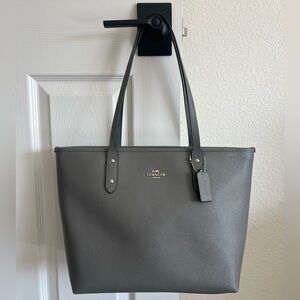 Coach Heather Grey Crossgrain City Zip Tote
